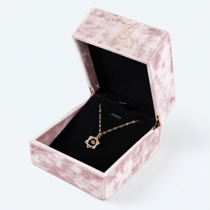 Purple-Pink Velvet Jewelry Packaging Box - lifestyle usage scene - JB-BM-08-P35 Purple-Pink Velvet Jewelry Packaging Box - lifestyle usage scene - JB-BM-08-P35