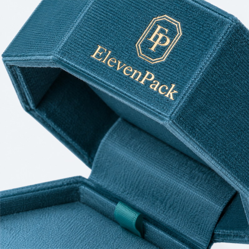 Blue Velvet Lined Necklace Box - material or structure detail - JB-BM-08-P36