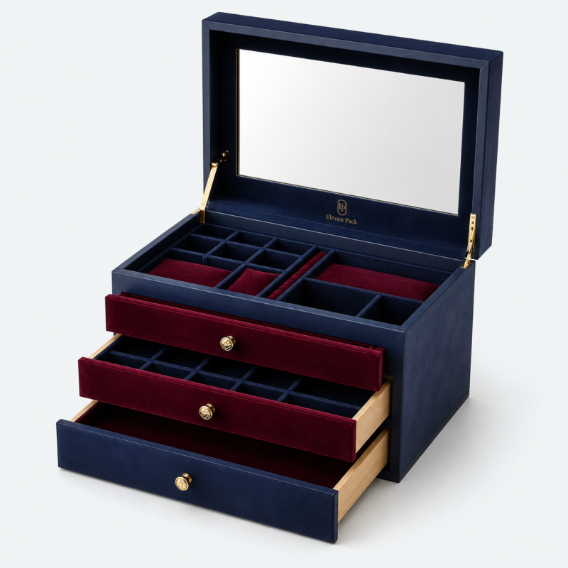 Velvet Jewelry Organizer - open product view - JB-BM-08-P39 Velvet Jewelry Organizer - open product view - JB-BM-08-P39