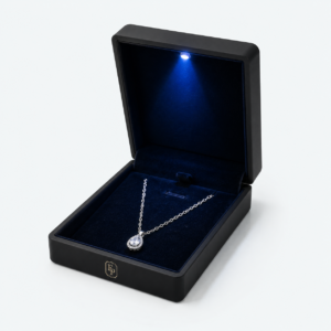 Black Velvet With LED Light Premium Necklace Box - open product view - JB-BM-08-P4