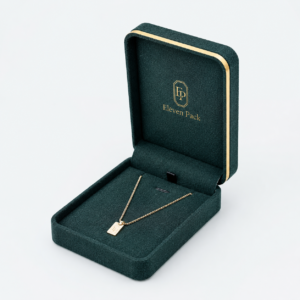 Cyan Velvet Jewelry Box for Necklaces - open product view - JB-BM-08-P40