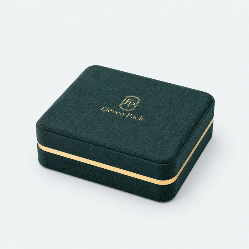 Cyan Velvet Jewelry Box for Necklaces - closed product view - JB-BM-08-P40