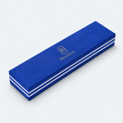 Blue Velvet Jewelry Box for Necklaces - closed product view - JB-BM-08-P41