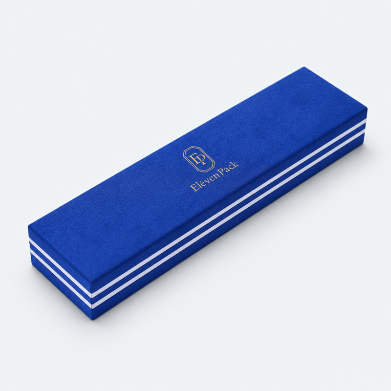 Blue Velvet Jewelry Box for Necklaces - closed product view - JB-BM-08-P41