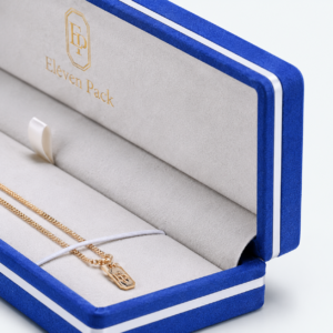 Blue Velvet Jewelry Box for Necklaces - material or structure detail - JB-BM-08-P41