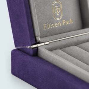 Gray Purple Velvet Jewelry Packaging Box - closed product view - JB-BM-08-P42