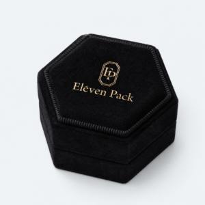 Black Velvet Jewelry Box for Rings and Earrings - open product view - JB-BM-08-P45 Black Velvet Jewelry Box for Rings and Earrings - open product view - JB-BM-08-P45