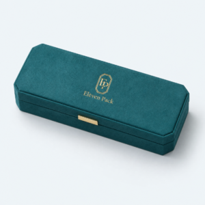Peacock Blue Velvet Jewelry Packaging Box - open product view - JB-BM-08-P46
