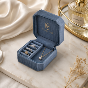 Blue Velvet Ring Box - material or structure detail - JB-BM-08-P51