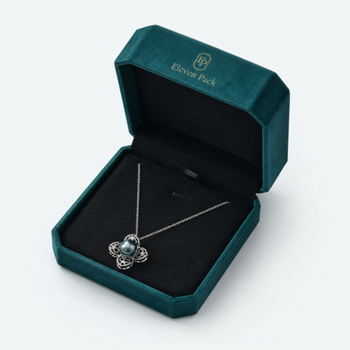 Peacock Blue Velvet Jewelry Packaging Box for Jewelry - open product view - JB-BM-08-P52