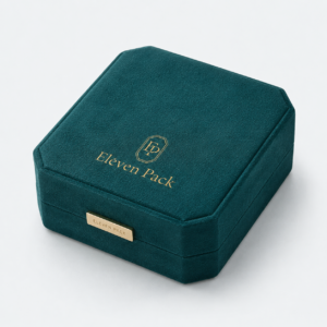 Peacock Blue Velvet Jewelry Packaging Box for Jewelry - closed product view - JB-BM-08-P52