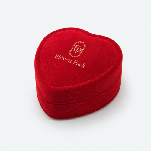 Red Velvet Heart-Shaped Ring Box - closed product view - JB-BM-08-P53