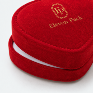Red Velvet Heart-Shaped Ring Box - material or structure detail - JB-BM-08-P53