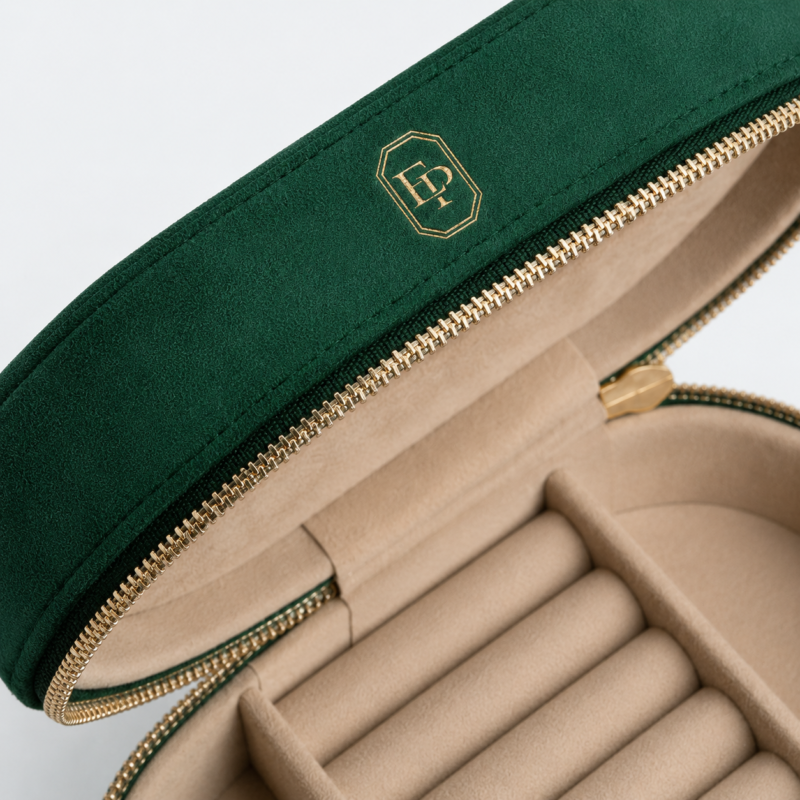 Green Velvet Zipper Jewelry Organizer - material or structure detail - JB-BM-08-P56 Green Velvet Zipper Jewelry Organizer - material or structure detail - JB-BM-08-P56