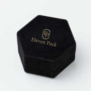 Black Velvet Hexagon Ring Box - closed product view - JB-BM-08-P58