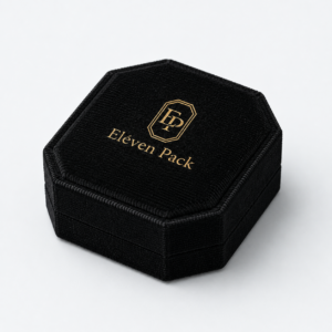Black Velvet Square Rounded Corner Ring Box - closed product view - JB-BM-08-P59