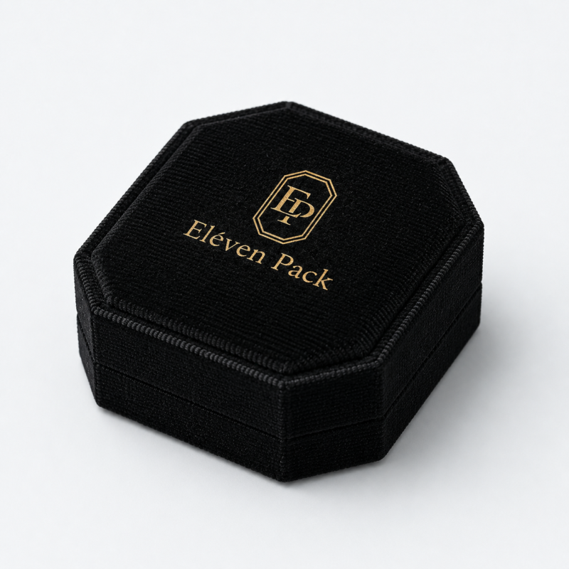 Black Velvet Square Rounded Corner Ring Box - closed product view - JB-BM-08-P59