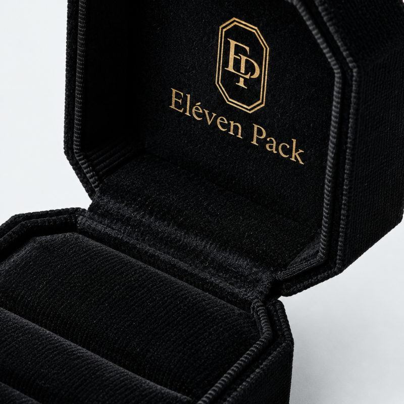 Black Velvet Square Rounded Corner Ring Box - material or structure detail - JB-BM-08-P59