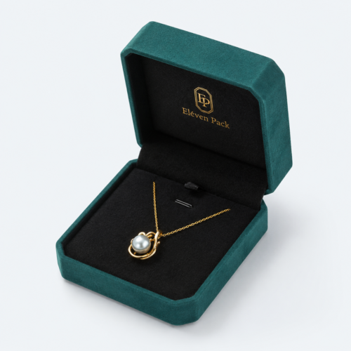 Peacock Blue and Blue Velvet Jewelry Packaging Box - open product view - JB-BM-08-P61