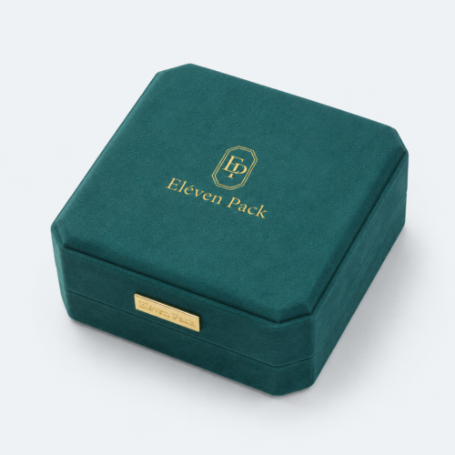 Peacock Blue and Blue Velvet Jewelry Packaging Box - closed product view - JB-BM-08-P61