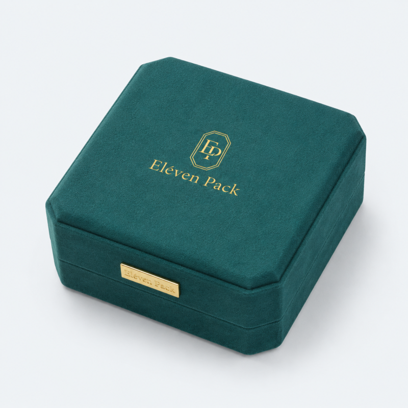 Peacock Blue and Blue Velvet Jewelry Packaging Box - closed product view - JB-BM-08-P61