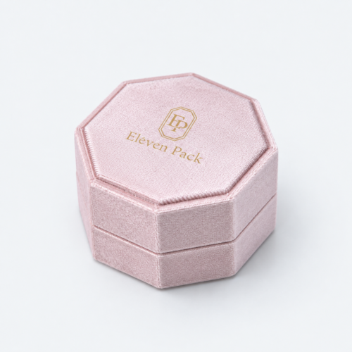 Dusty Pink Velvet Flip-Top Ring Box - closed product view - JB-BM-08-P62