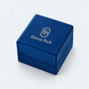 Blue Velvet Hinged Jewelry Box for Necklaces and Rings - closed product view - JB-BM-08-P64