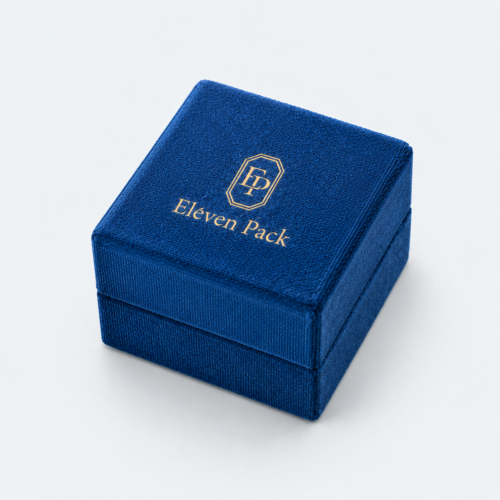 Blue Velvet Hinged Jewelry Box for Necklaces and Rings - closed product view - JB-BM-08-P64