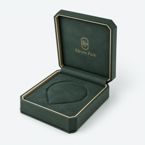 Emerald Green Velvet Premium Jewelry Packaging Box - open product view - JB-BM-08-P66