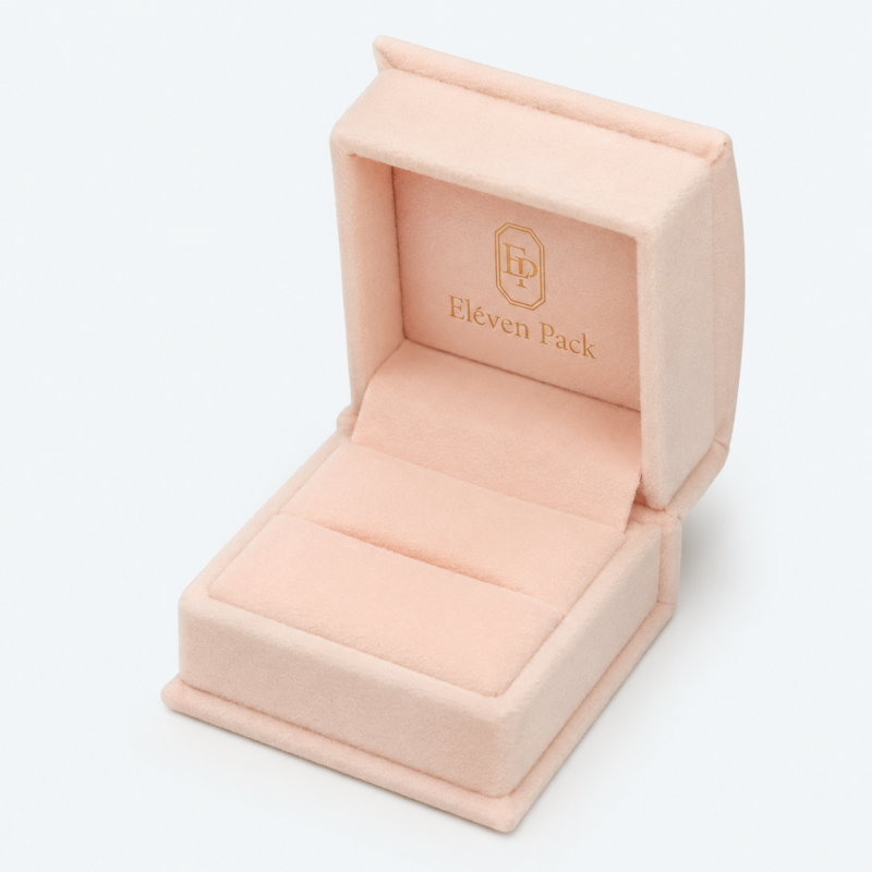 Pink Velvet Premium Ring Box - open product view - JB-BM-08-P7