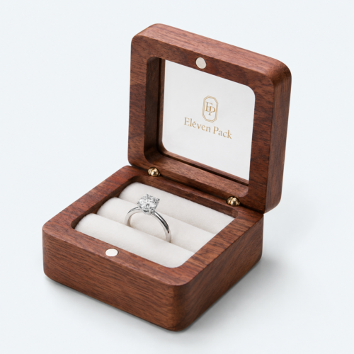 Ebony Wood Multifunctional Double Ring Box for Ring - open product view - JB-BM-09-P10