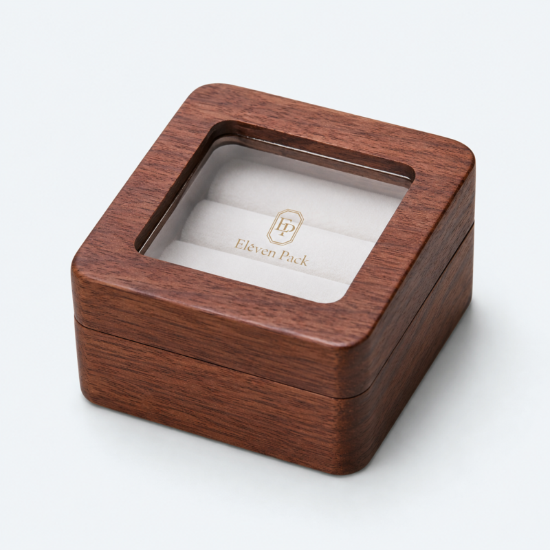 Ebony Wood Multifunctional Double Ring Box for Ring - closed product view - JB-BM-09-P10