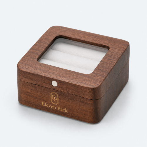 Ebony Wood Multifunctional Double Ring Box for Ring Style C - closed product view - JB-BM-09-P12