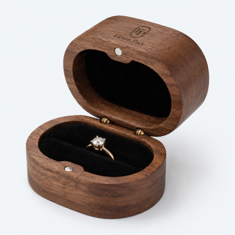 Ebony Wood Multifunctional Ring Box for Ring - open product view - JB-BM-09-P13