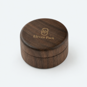 Ebony Wood Multifunctional Round Luxury Ring Box - closed product view - JB-BM-09-P14