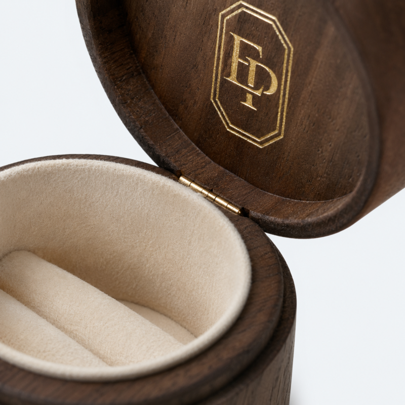 Ebony Wood Multifunctional Round Luxury Ring Box - material or structure detail - JB-BM-09-P14