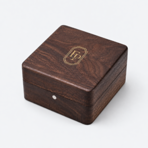 Brown Wooden Hinged Premium Jewelry Packaging Box - closed product view - JB-BM-09-P3
