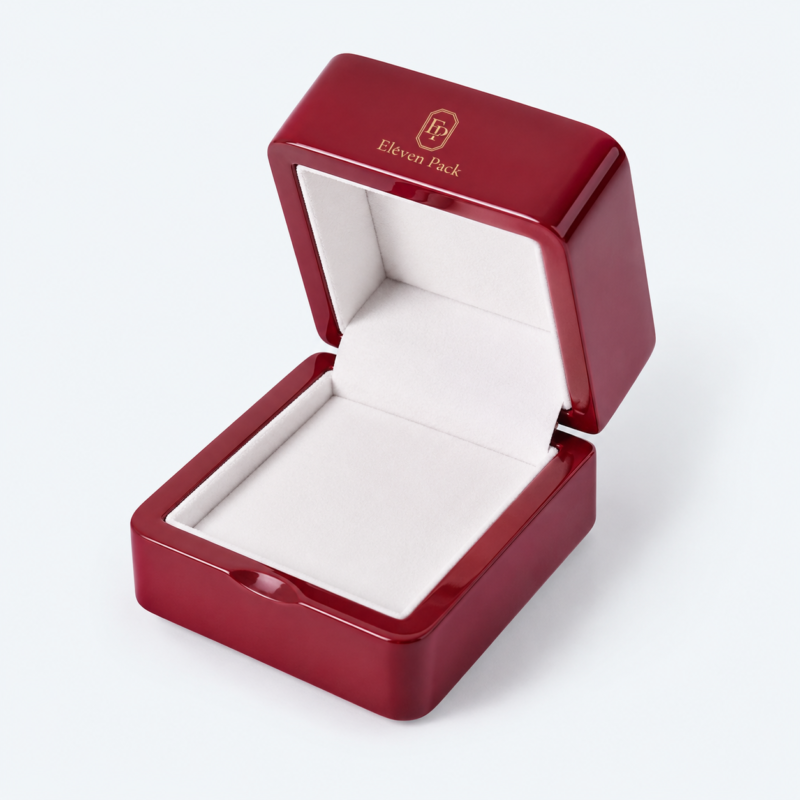 Red Wooden Hinged Piano Lacquer Luxury Jewelry Box - open product view - JB-BM-09-P4 Red Wooden Hinged Piano Lacquer Luxury Jewelry Box - open product view - JB-BM-09-P4