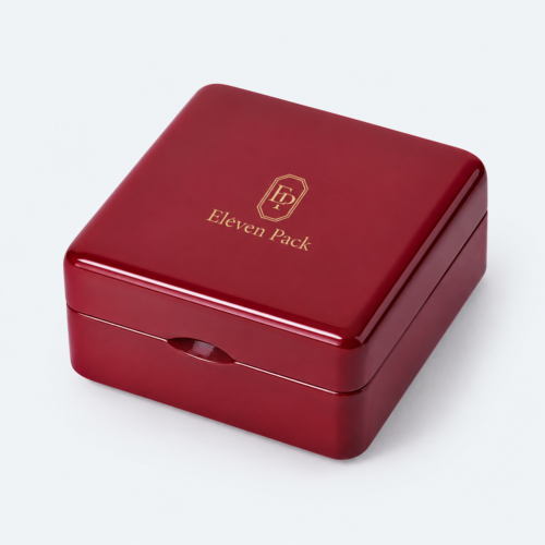 Red Wooden Hinged Piano Lacquer Luxury Jewelry Box - closed product view - JB-BM-09-P4