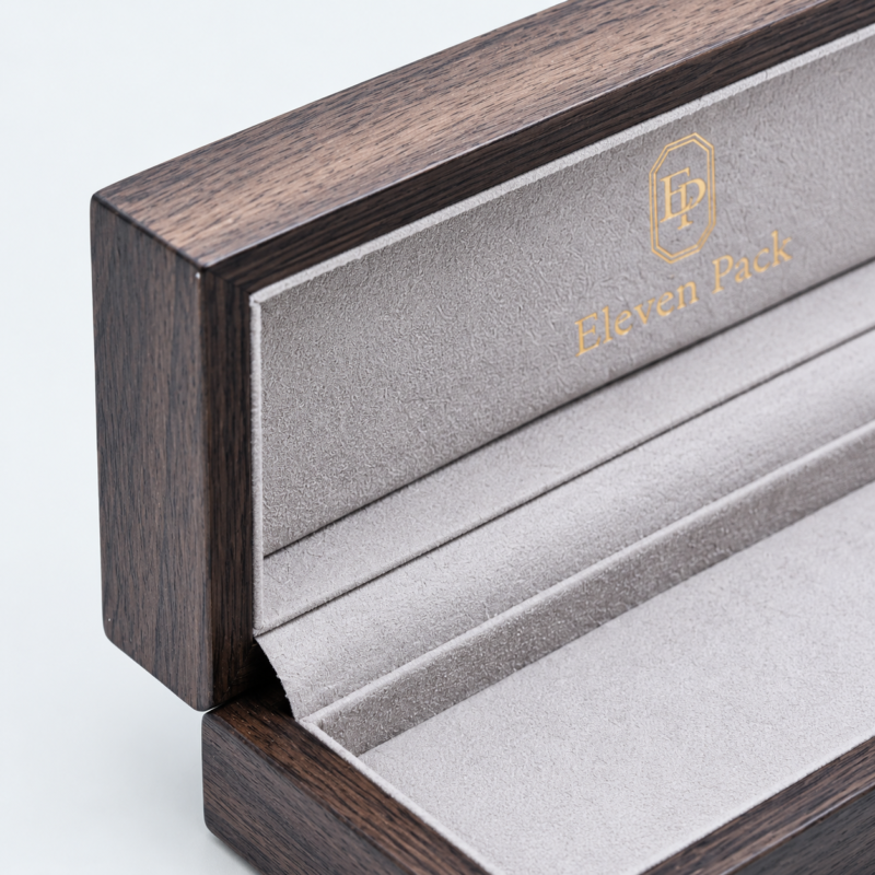 Custom Hinged Luxury Wooden Bracelet Box - material or structure detail - JB-BM-09-P5 Custom Hinged Luxury Wooden Bracelet Box - material or structure detail - JB-BM-09-P5