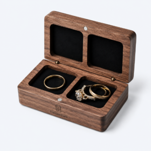 Ebony Wood Multifunctional Ring Box - open product view - JB-BM-09-P8