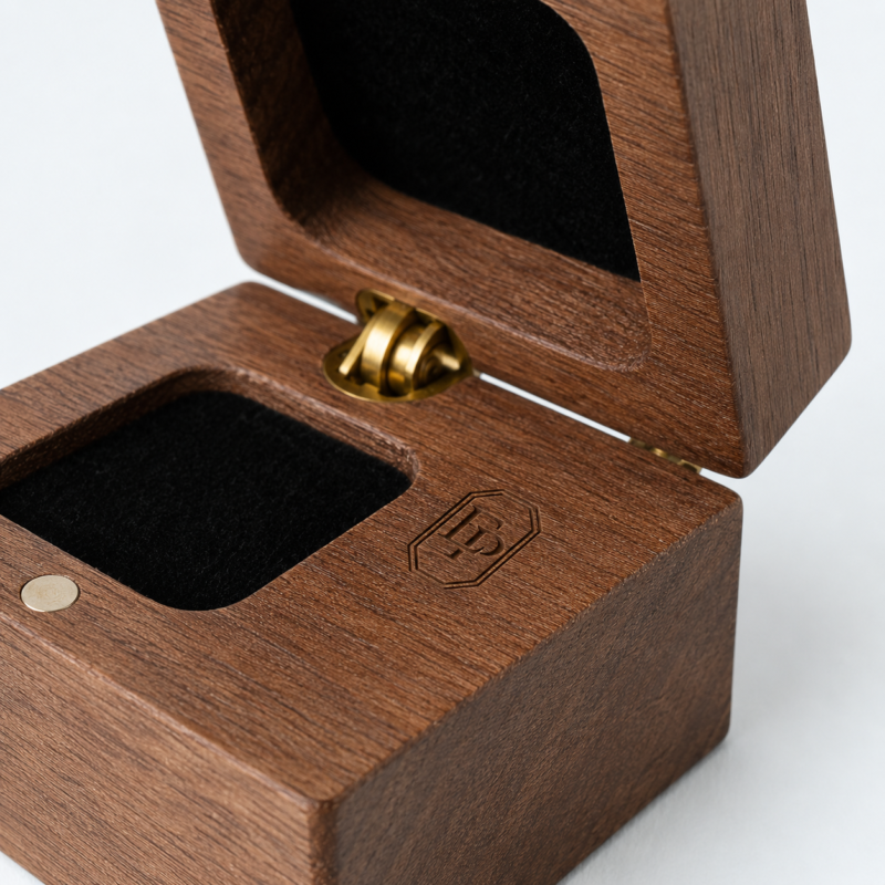 Ebony Wood Multifunctional Double Ring Box - material or structure detail - JB-BM-09-P9