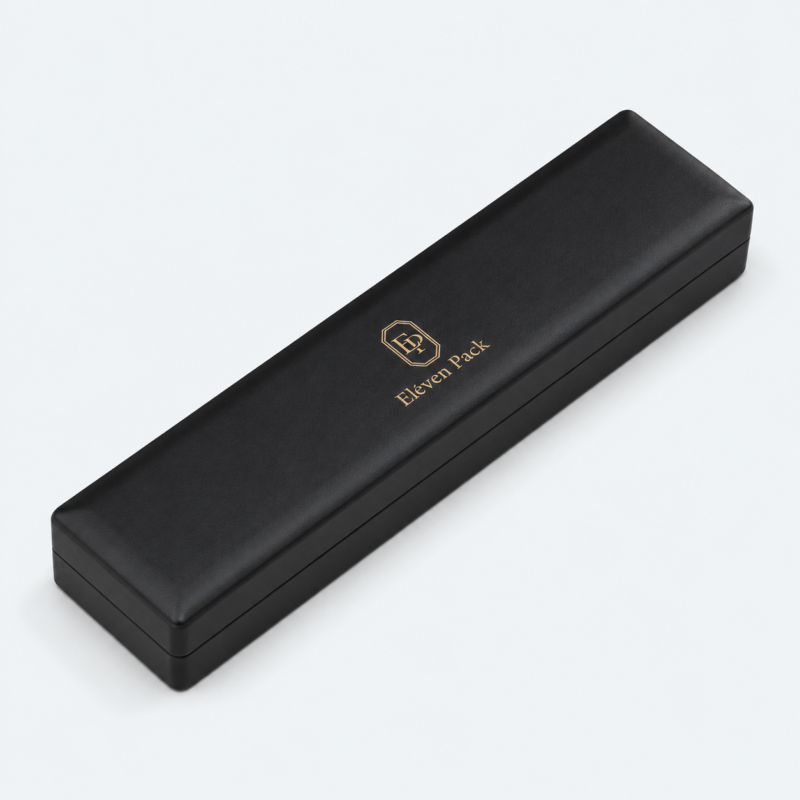 Black Leather With LED Light Luxury Bracelet Box - closed product view - JB-BM-10-P4 Black Leather With LED Light Luxury Bracelet Box - closed product view - JB-BM-10-P4