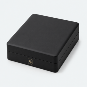 Black Leather With LED Light Necklace Box - closed product view - JB-BM-10-P7