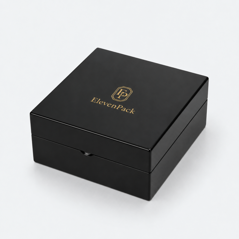 Black PU Leather Jewelry Box - closed product view - JB-BS-10-P7