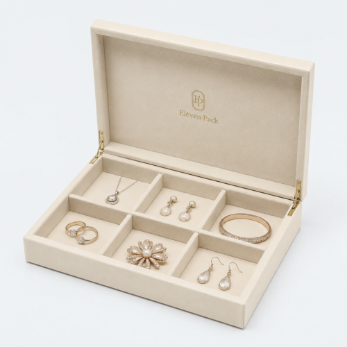 Beige Velvet Jewelry Tray - open product view - JD-BM-01-P13