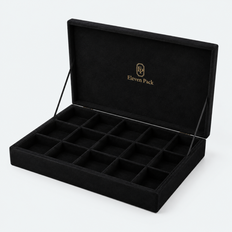 Velvet Ring Display Tray Sample - open product view - JD-BM-01-P9