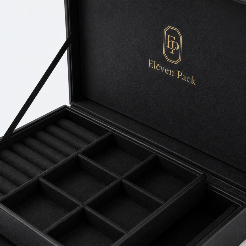 Black Leather Jewelry Tray - material or structure detail - JD-BM-02-P13