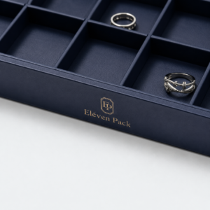 Black Leather Jewelry Tray Counter - closed product view - JD-BM-02-P15