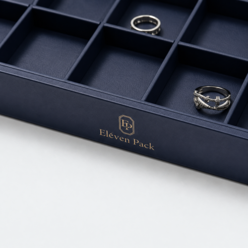 Black Leather Jewelry Tray Counter - closed product view - JD-BM-02-P15